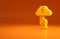 Yellow God's helping hand icon isolated on orange background. Religion, bible, christianity concept. Divine help