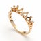 Yellow Gold Crown Ring With Diamonds - Matte Photo Style