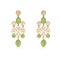 Yellow gold flowing earrings with diamonds and chrysoprase