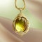Yellow Gold Pendant with Bright and Vibrant Lime Quartz Center Stone, surrounded by Glittering Diamonds