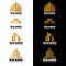 Yellow gold stripes Building logo vector set design