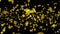 Yellow golden liquid metal water drops random diffused in space digital animation background new quality natural motion