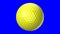 Yellow golf ball isolated on blue chroma key background.