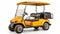 Yellow Golf Cart On White Background - Uhd Image