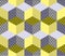 Yellow and gray geometry hexagon seamless fabric
