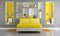 Yellow and gray modern bedroom