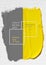 Yellow and gray paint strokes on white background, copy space. Illuminating, ultimate gray. Color of the year 2021. Top view