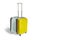Yellow and gray travel suitcase handle
