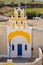Yellow Greek orthodox church in Santorini