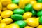 Yellow And Green Bean Shaped Confectionery Macro