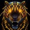 Yellow, Green, Blue and Black Neon Cyborg Tiger Robotic Illustration, Generative AI