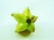 Yellow Green Color Star Fruit on White Background, Front View