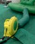 Yellow and green electric air blower for commercial inflatable bouncer and slide