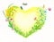 Yellow and green heart watercolor painting with spring related themes