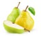 Yellow and green isolated pears whole and piece