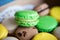 Yellow and green macaroons