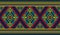 Yellow Green Red Symmetry Geometric Ethnic Seamless Pattern on Blue Background