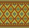 Yellow Green Symmetry Geometric Ethnic Seamless Pattern on Flat Green Background