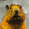 Yellow Groundhog: A Hyper-realistic Digital Art Painting With Brushwork Texture