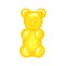 Yellow gummy bear jelly sweet candy with amazing flavor flat style design vector illustration.