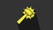 Yellow Hammer icon isolated on grey background. Tool for repair. 4K Video motion graphic animation