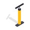 Yellow hand bicycle pump icon, isometric 3d style