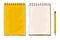yellow hand drawn notebook and pencil cute art vector illustration