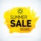 Yellow hand paint artistic dry brush stroke summer sale.