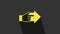 Yellow Hand with pointing finger with arrow icon isolated on grey background. Business vision and target. Concept