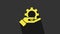 Yellow Hand settings gear icon isolated on grey background. Adjusting, service, maintenance, repair, fixing. 4K Video