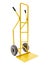 Yellow hand truck on white