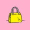 Yellow handbag line icon