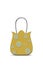 Yellow handbag with round fantasies on white background