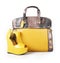 Yellow handbag and wedge shoe