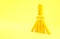 Yellow Handle broom icon isolated on yellow background. Cleaning service concept. Minimalism concept. 3d illustration 3D