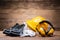 Yellow Hard Hat With Safety Equipment