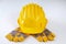 Yellow Hard Hat And Work Gloves