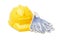 Yellow hardhat and cotton gloves