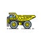 Yellow haul truck line icon