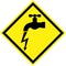 Yellow hazard sign with electric leakage