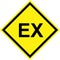 Yellow hazard sign with explosive substances