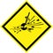 Yellow hazard sign with explosive substances