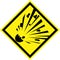 Yellow hazard sign with explosive substances