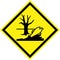 Yellow hazard sign with harmful chemicals