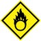 Yellow hazard sign with oxidising substances