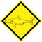 Yellow hazard sign with shark