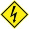 Yellow hazard sign with shock