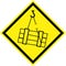 Yellow hazard sign with suspended loads