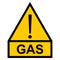 Yellow hazard warning sign exclamation mark text word gas, vector sign for gas pipeline