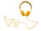 Yellow headphones or earphone computer isolated on a white background